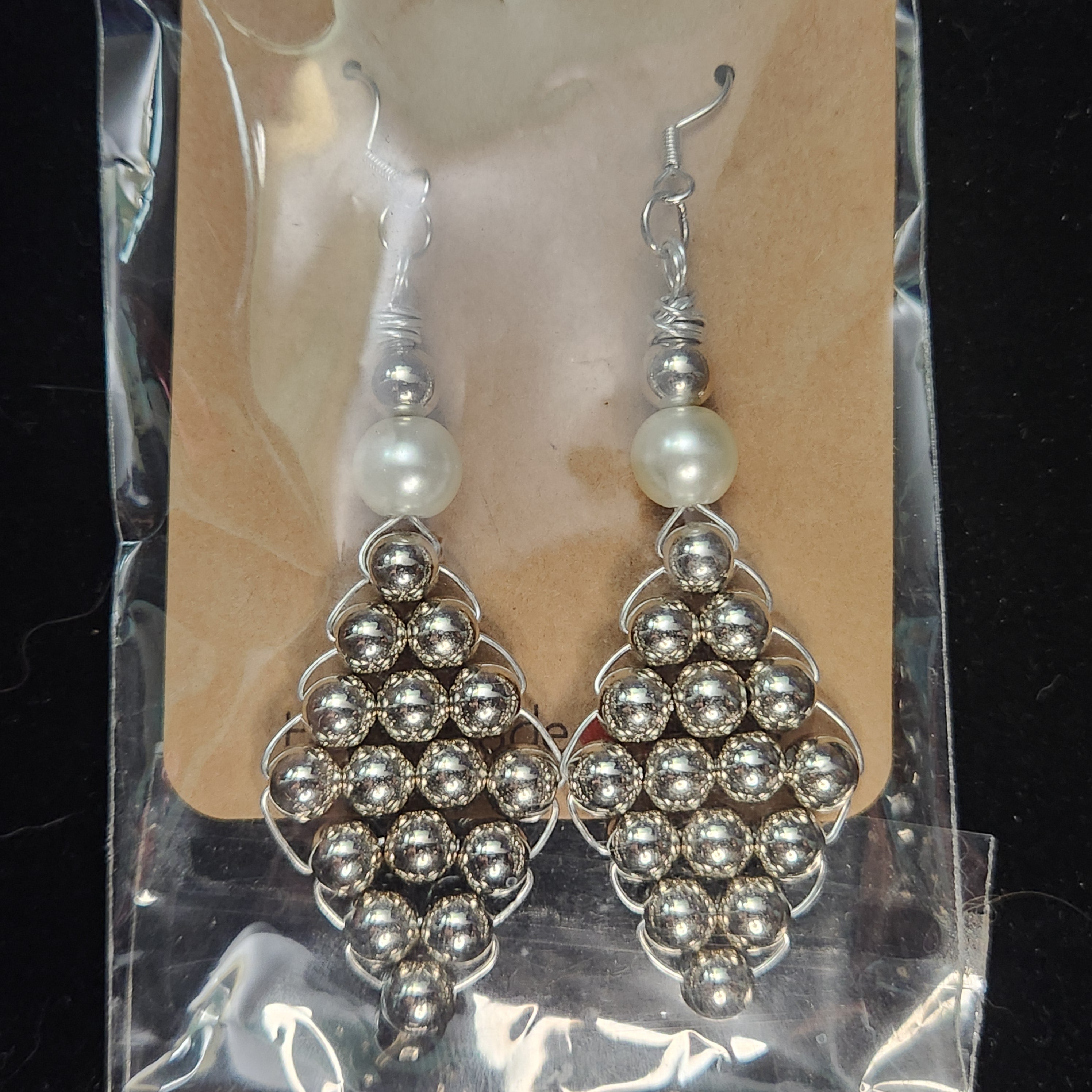 Beaded Silver Earrings