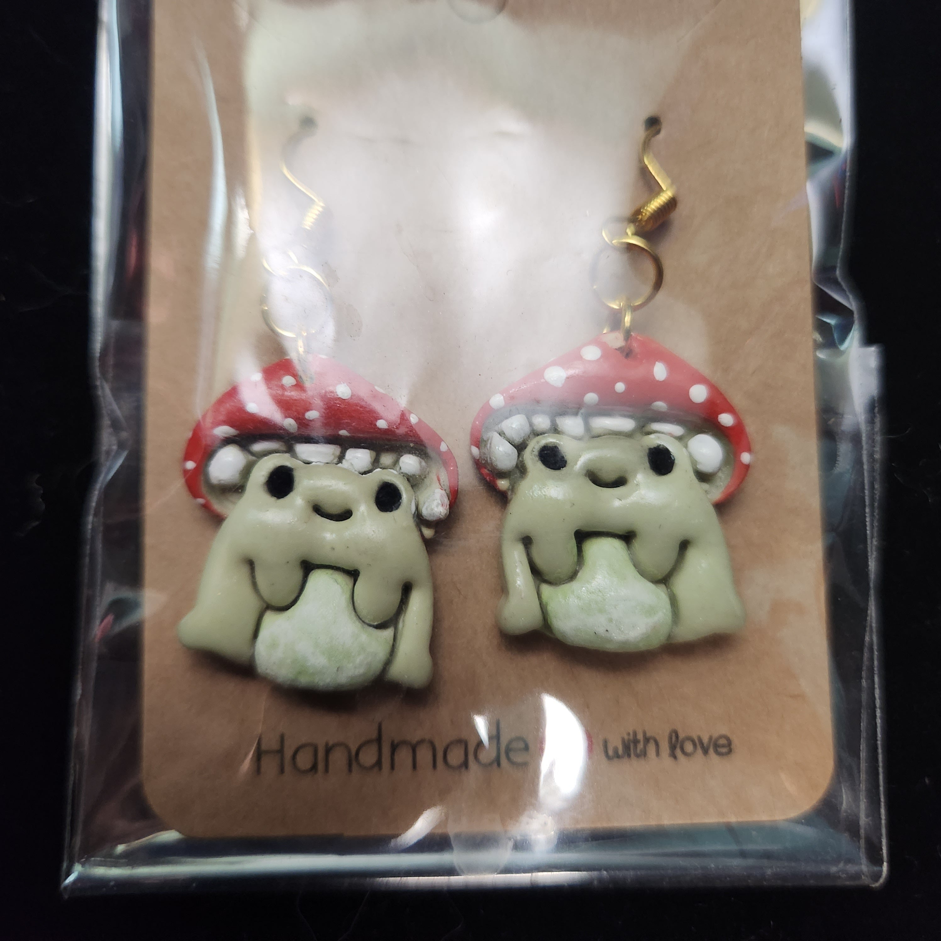 Light Green Mushii Guy Earrings (Small Dots)