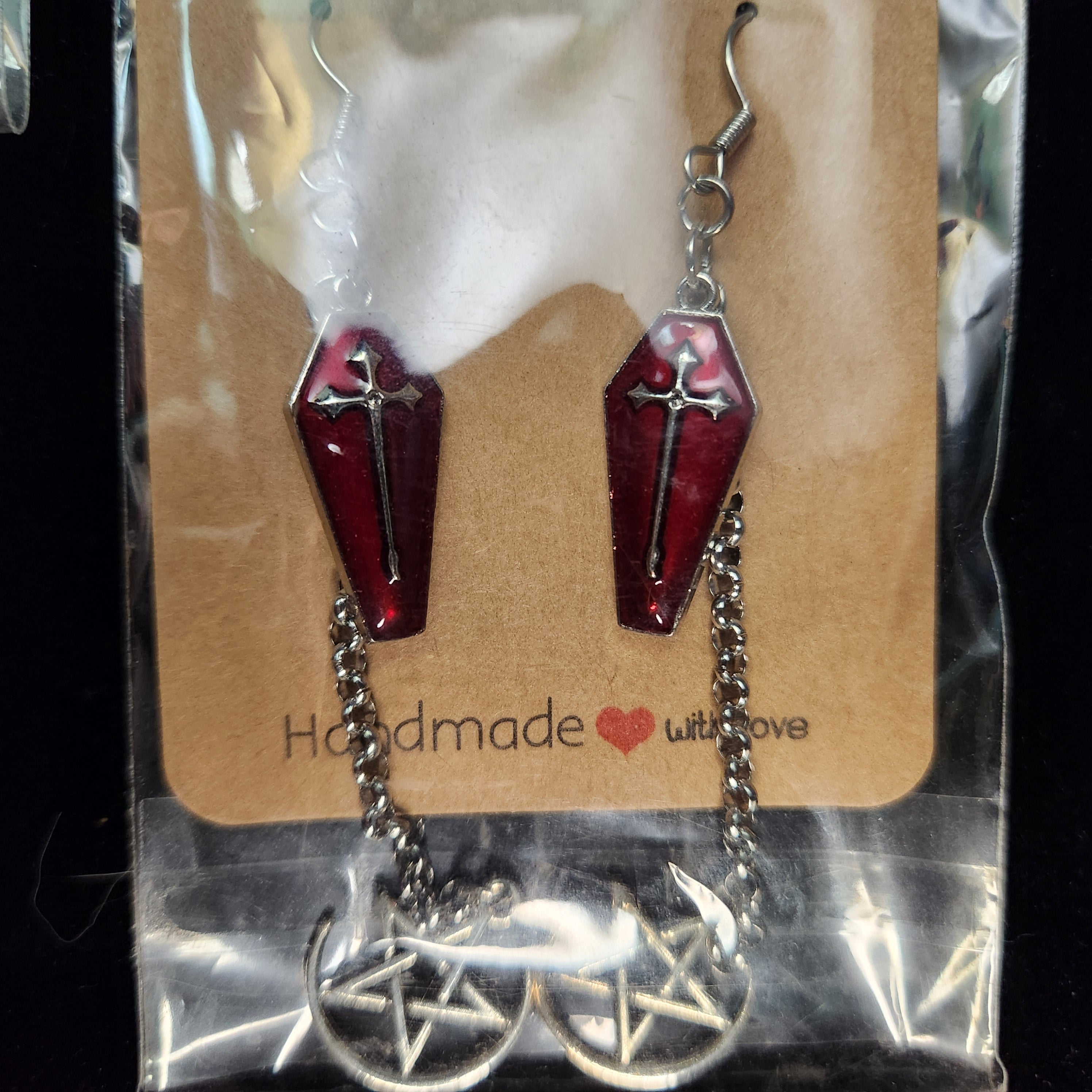 Coffin and Pentagram Earrings