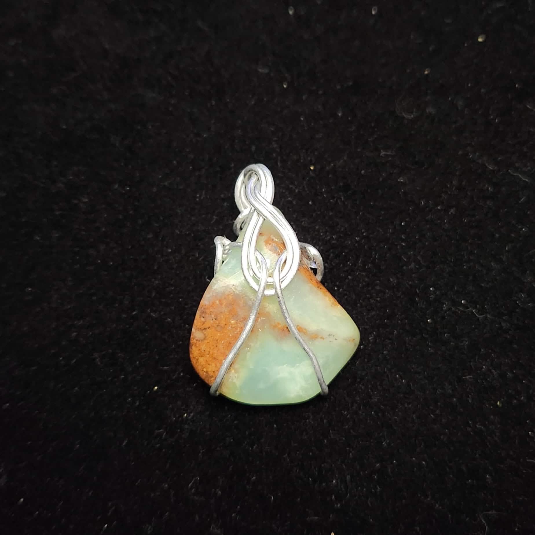 Amazonite Wire Wrapped Pendant - Wrapped Pebbles