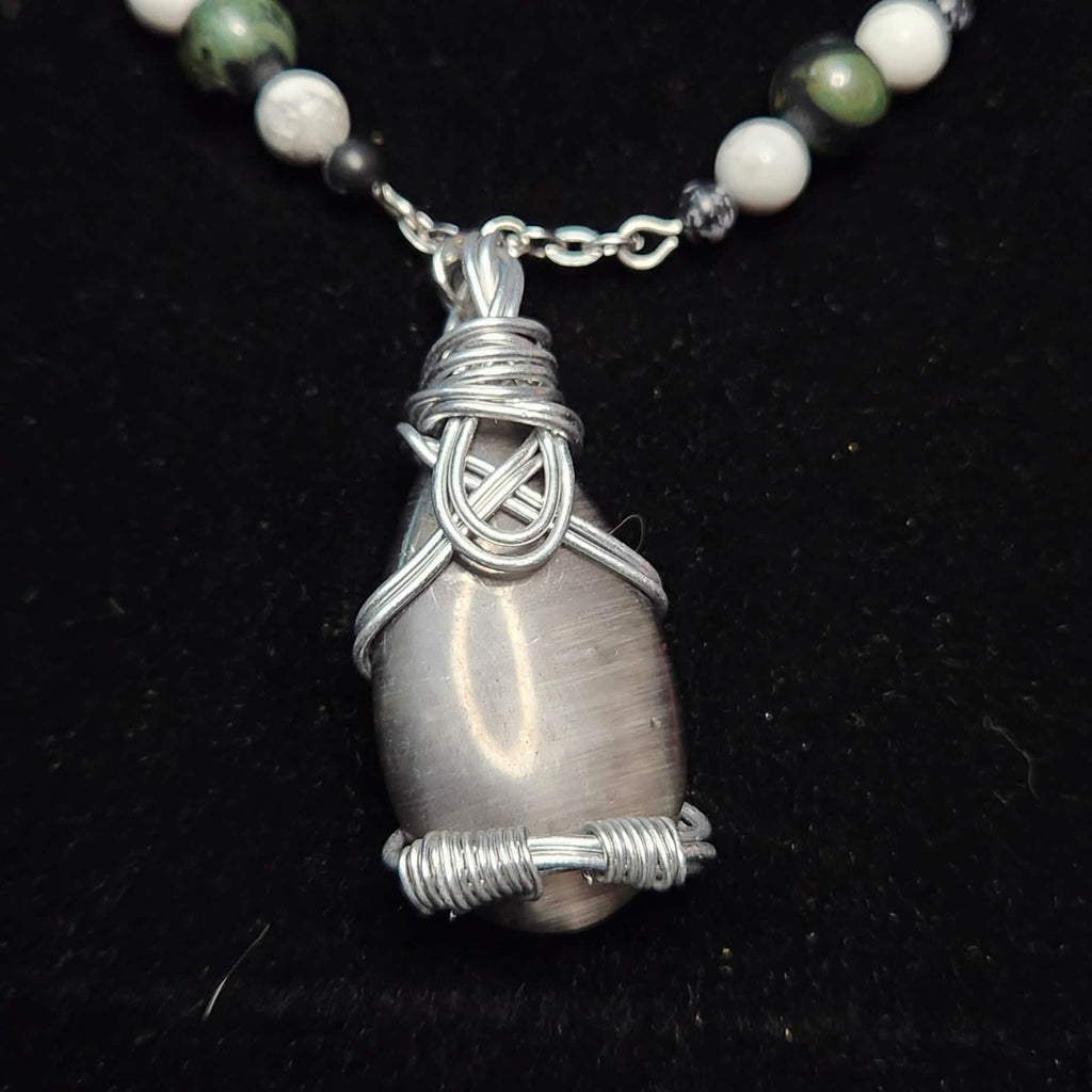 Crystal Necklace 10 - Wrapped Pebbles