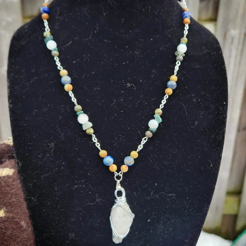 Crystal Necklace 11 - Wrapped Pebbles
