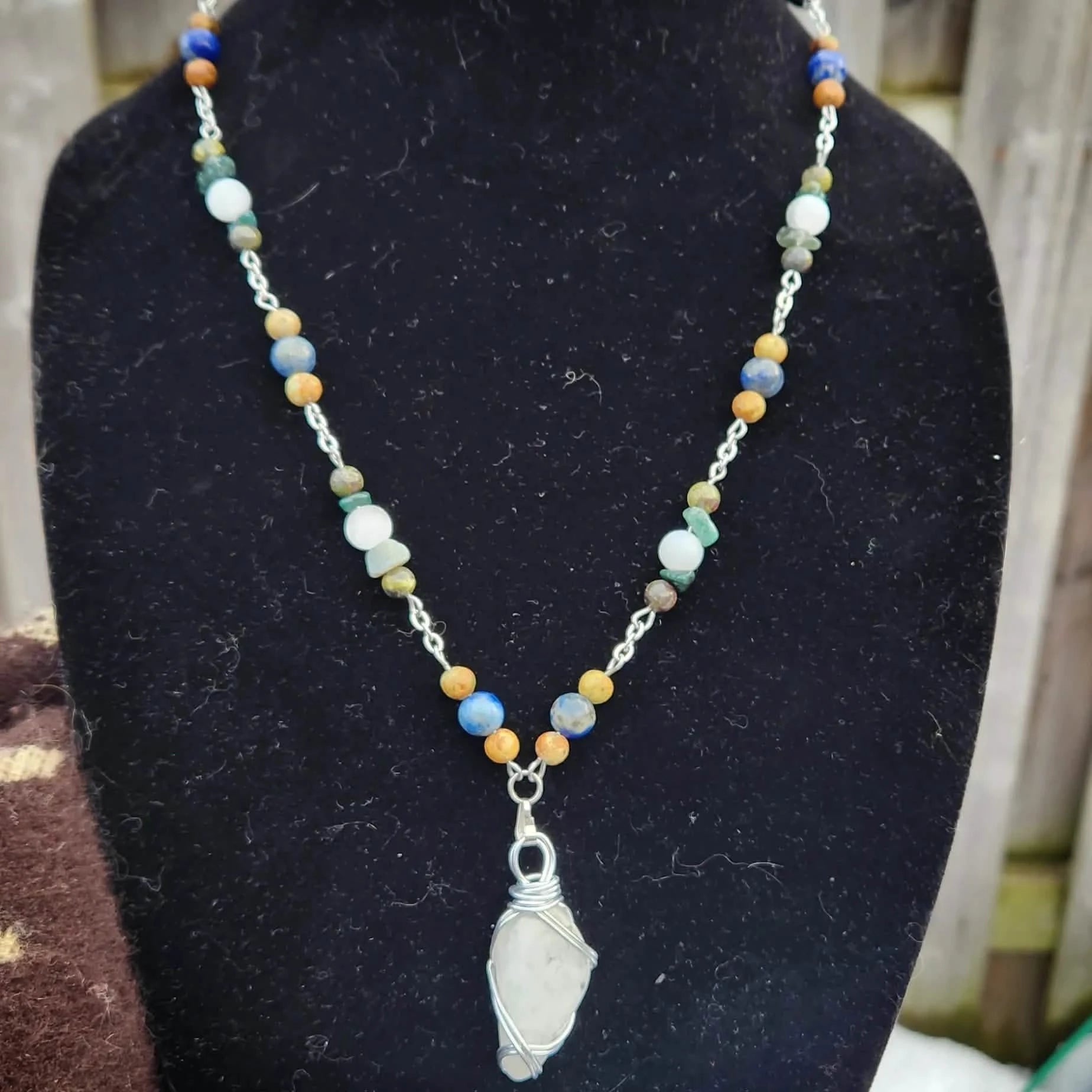 Crystal Necklace 11 - Wrapped Pebbles