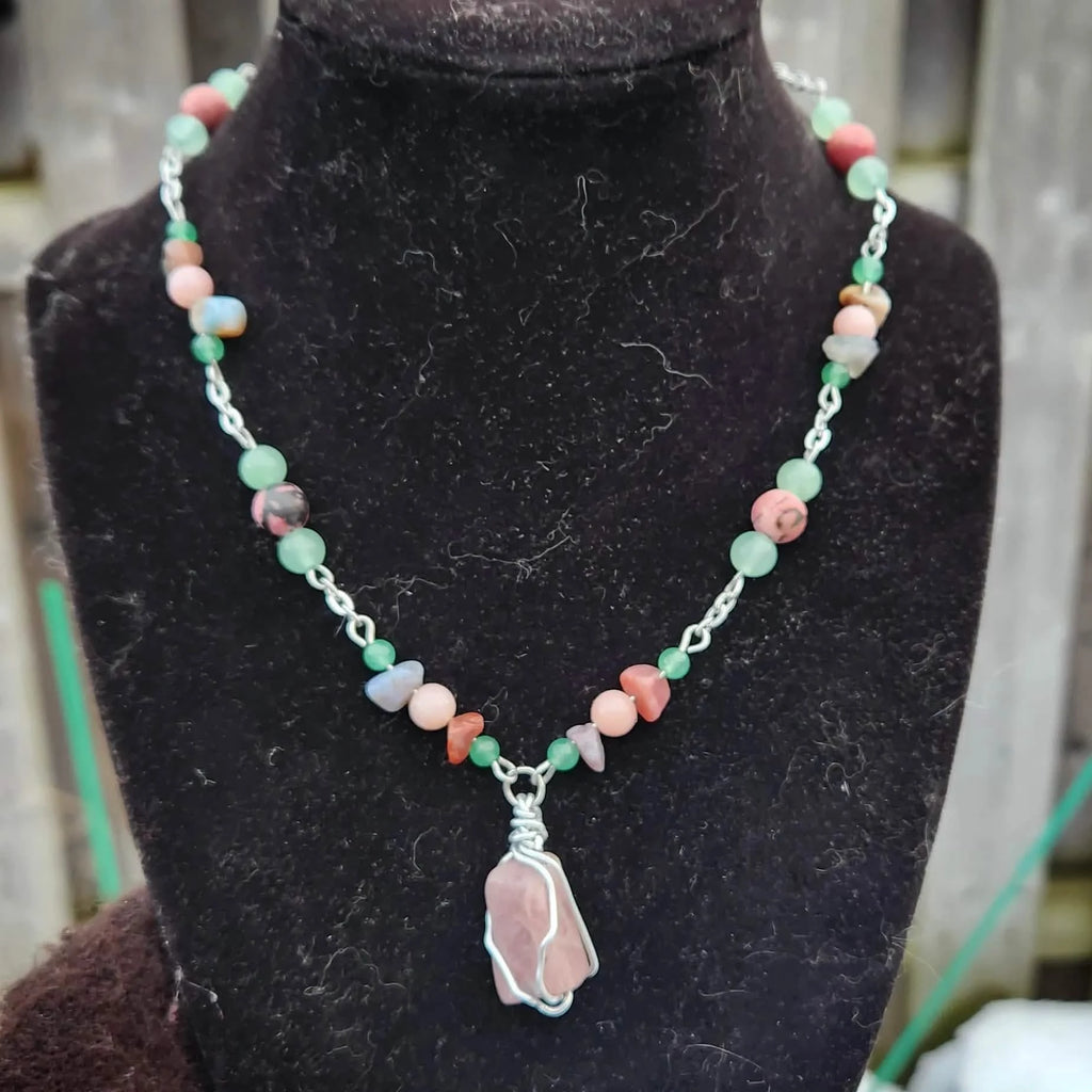 Crystal Necklace 12 - Wrapped Pebbles
