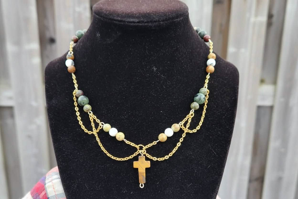 Crystal Necklace 6 - Wrapped Pebbles