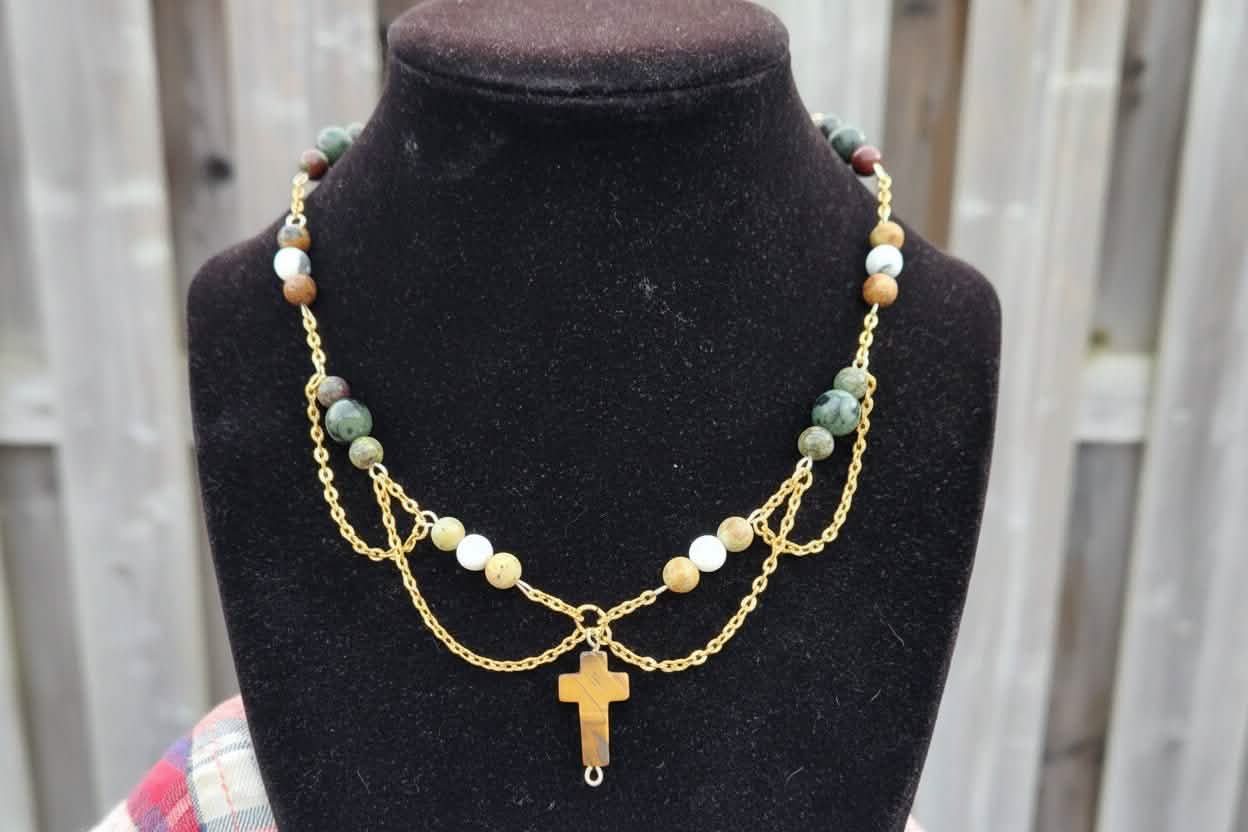 Crystal Necklace 6 - Wrapped Pebbles