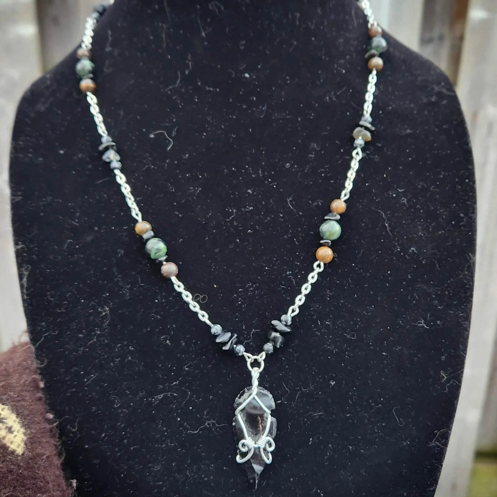 Crystal Necklace 8 - Wrapped Pebbles