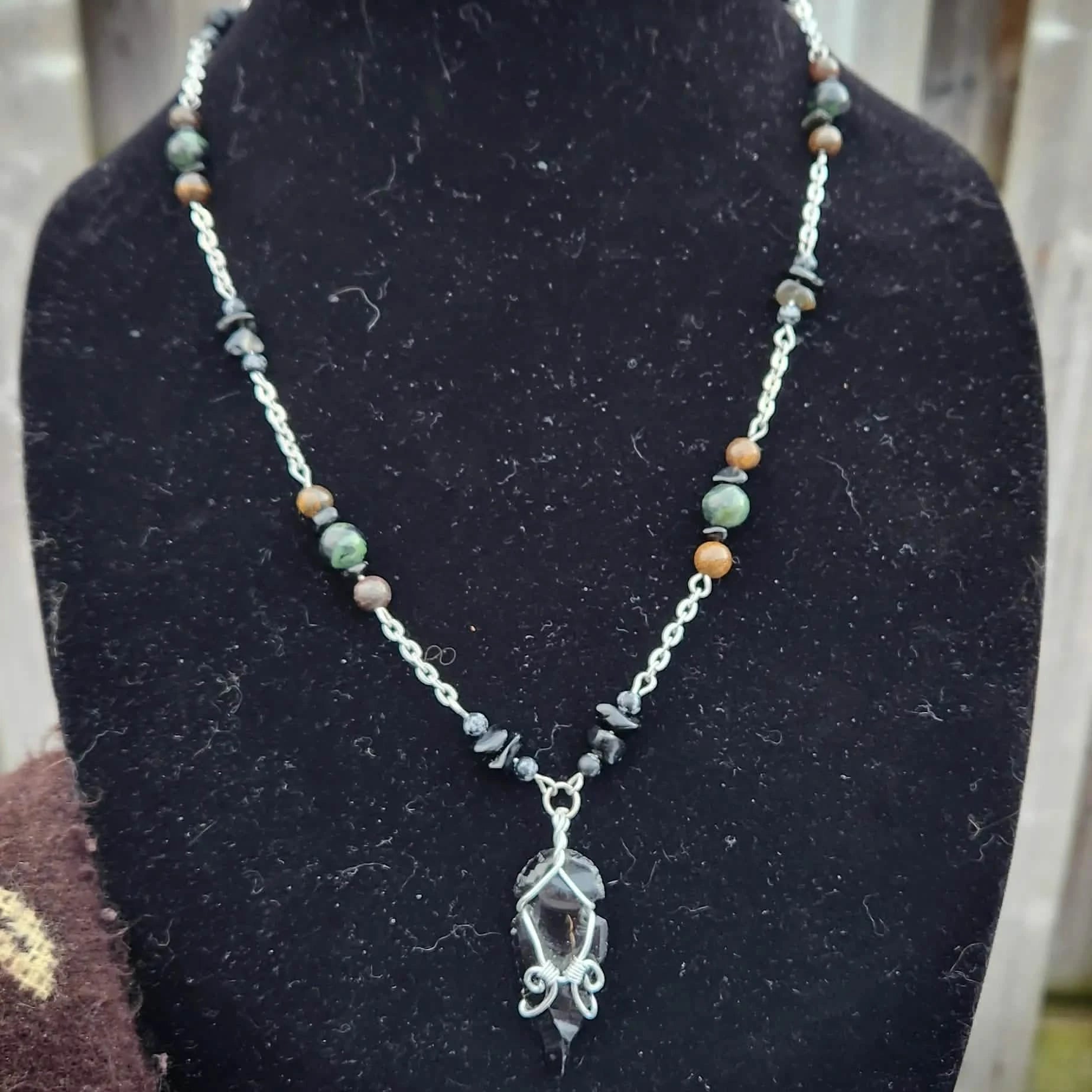 Crystal Necklace 8 - Wrapped Pebbles