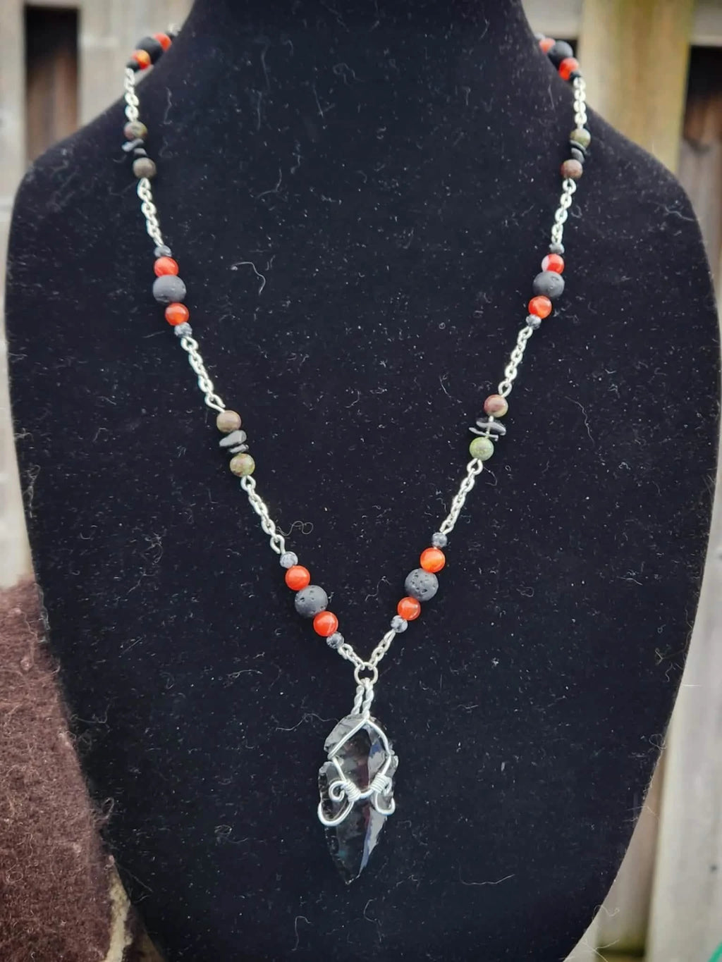 Crystal Necklace 9 - Wrapped Pebbles