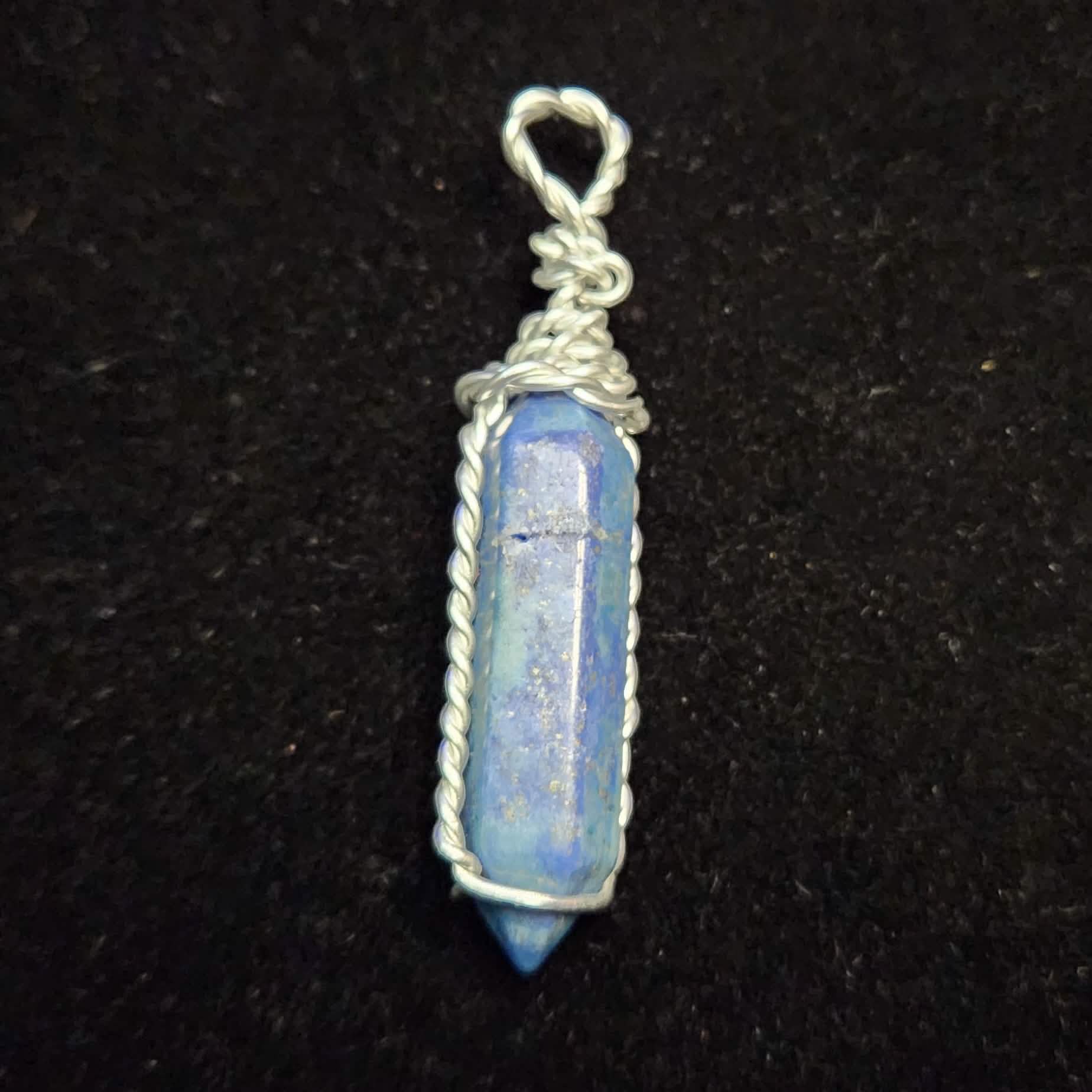 Lapis Wire Wrapped Pendant - Wrapped Pebbles