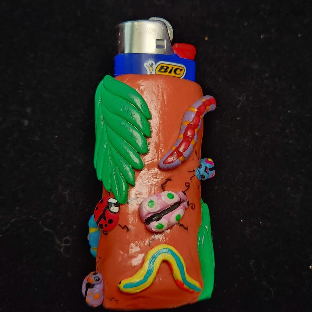 Orange Forest Grub Lighter Case - Wrapped Pebbles